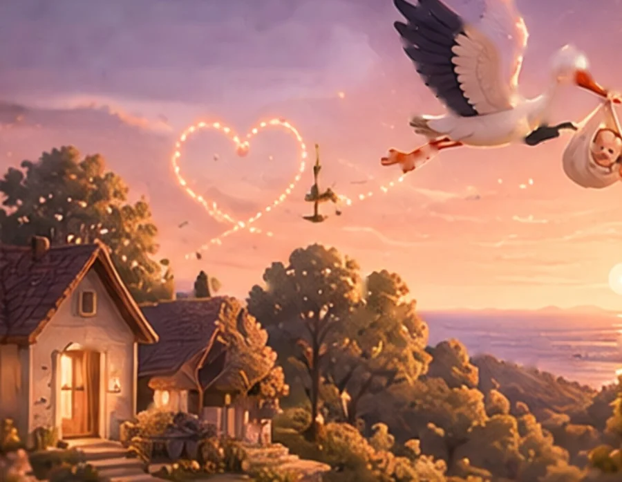 Stork story illustration